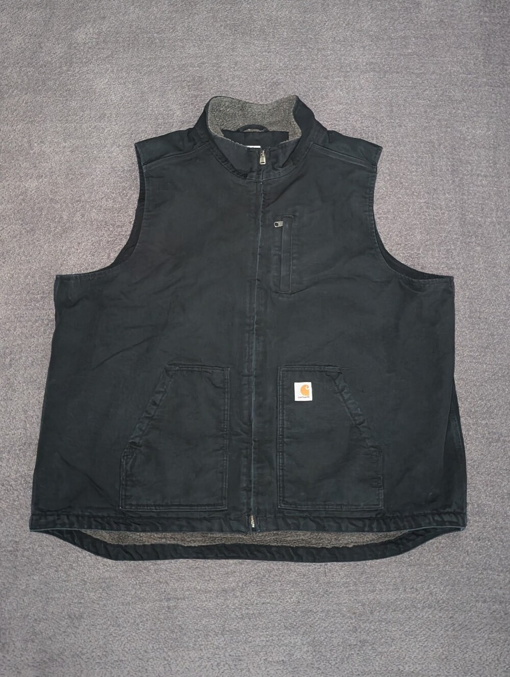 Carhartt Washed Duck Sherpa Lined Mock Vest Black Mens 3XL TALL - Picture 3 of 8